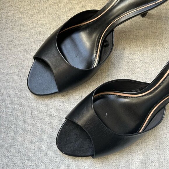 ZARA Leather Peep Toe Black Heel Sandals - Picture 9 of 11